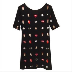 Verameat embroidered eyes heart mouth dress